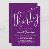 Dertig Modern Script Herfst Paarse 30e Verjaardag Kaart (Voorkant / Achterkant)