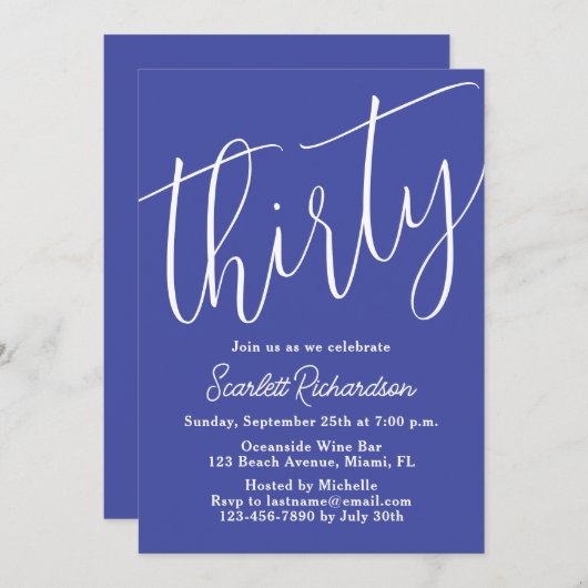 Dertig Modern Script Lavendel 30ste Verjaardagsfee Kaart (Voorkant / Achterkant)