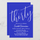 Dertig Modern Script Royal Blue 30e verjaardag Kaart (Voorkant / Achterkant)