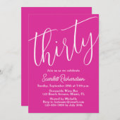 Dertig Modern Script Roze 30ste Verjaardagsfeest Kaart (Voorkant / Achterkant)