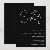 Dertig moderne eenvoudige zwarte 60e verjaardag kaart (Voorkant / Achterkant)