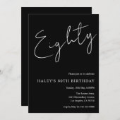 Dertig moderne eenvoudige zwarte 80e verjaardag kaart (Voorkant / Achterkant)