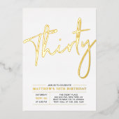 Dertig | Moderne goudprijs 30e verjaardag Folie Uitnodiging (Voorkant)