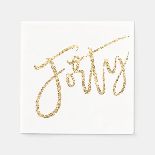 Dertig moderne script glam goud glitter 40e partij servet (Voorkant)