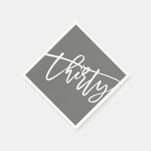 Dertig moderne script wit bewerkbare kleur 30e servet (Hoek)