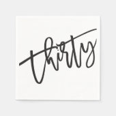 Dertig moderne script zwart wit 30e partij servet (Voorkant)