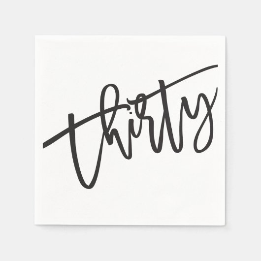 Dertig moderne script zwart wit 30e partij servet (Voorkant)