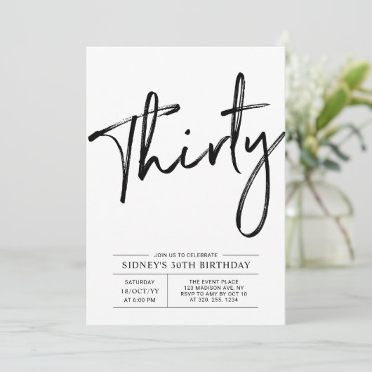 Dertig | Moderne uitnodiging van de 30e verjaardag (Staand voorkant)