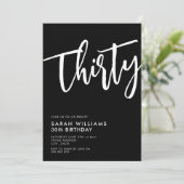 Dertig moderne zwarte en witte 30e verjaardag kaart (Staand voorkant)