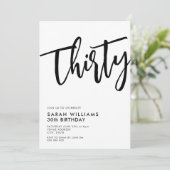 Dertig moderne zwarte en witte 30e verjaardag kaart (Staand voorkant)