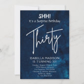 dertig | Navy Blue 30e Verjaardag Verrassingsfeest Kaart (Voorkant)