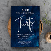 dertig | Navy Blue 30e Verjaardag Verrassingsfeest Kaart