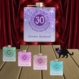 Dertig & Paarse Glitter & Drink Quote Heupfles