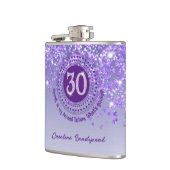 Dertig & Paarse Glitter & Drink Quote Heupfles (Links)