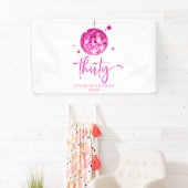 Dertig Pink Disco Bal 30ste Verjaardagsfeestje Spandoek (Insitu)