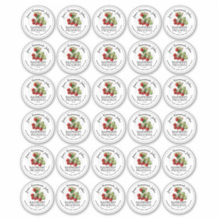 Dertig Raspberry Jelly 2" Mason Jar Lid Stickers