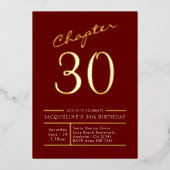Dertig Red Gold 30e verjaardag van Gold Party Folie Uitnodiging (Voorkant)