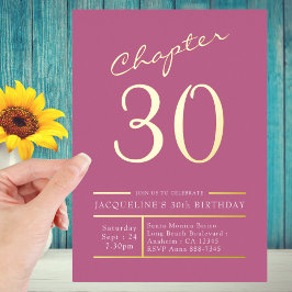 Dertig roze 30e verjaardag Gold Folie Uitnodiging