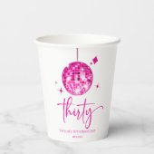 Dertig roze discobal 30e verjaardagsfeest papieren bekers (Achterkant)