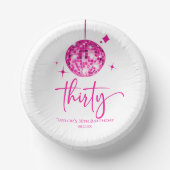 Dertig roze discobal 30e verjaardagsfeest papieren kommen (Voorkant)