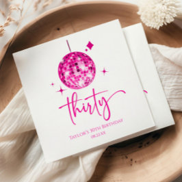 Dertig roze discobal 30e verjaardagsfeest servet