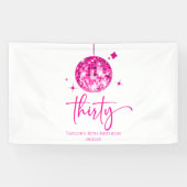 Dertig roze discobal 30e verjaardagsfeest spandoek (Horizontaal)