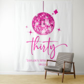 Dertig roze discobal 30e verjaardagsfeest wandkleed (In situ)