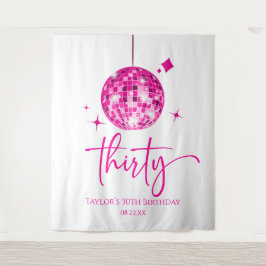 Dertig roze discobal 30e verjaardagsfeest wandkleed
