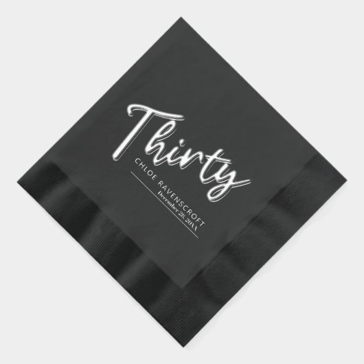 Dertig script tekst 30e verjaardag aangepaste naam folie servetten (Rechts)