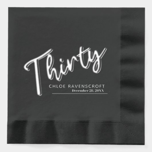 Dertig script tekst 30e verjaardag aangepaste naam folie servetten (Voorkant)