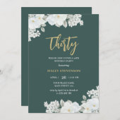 Dertig Smaragdgroene & Gouden Witte Bloemige Verja Kaart (Voorkant / Achterkant)