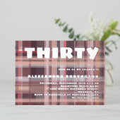 Dertig verjaardag blush roze rode bordeauxrode str folie uitnodiging (Staand Voorkant)