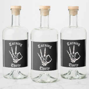Dertig Verjaardag - RIP Skeleton Hand Decorations Likeurfles Etiket