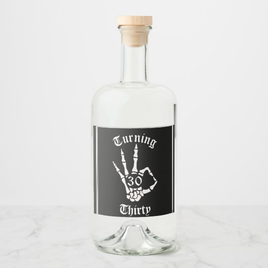Dertig Verjaardag - RIP Skeleton Hand Decorations Likeurfles Etiket (Voorkant)