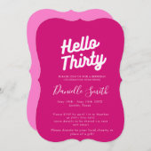Dertig Verjaardag Viering Hot Pink Kaart (Voorkant / Achterkant)