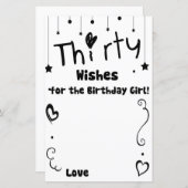 Dertig wensen voor het verjaardagsmeisje (Voorkant / Achterkant)