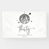 Dertig Zilver Disco Bal 30e Verjaardagsfeestje Spandoek (Horizontaal)