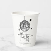 Dertig Zilveren Disco Bal 30e Verjaardagsfeestje Papieren Bekers (Voorkant)