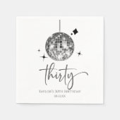 Dertig Zilveren Disco Bal 30e Verjaardagsfeestje Servet (Voorkant)