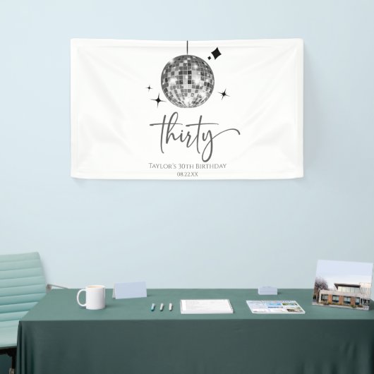 Dertig Zilveren Disco Bal 30e Verjaardagsfeestje Spandoek (Beurs)