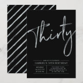 Dertig | Zilveren & Zwarte Moderne 30e verjaardag Kaart (Voorkant / Achterkant)