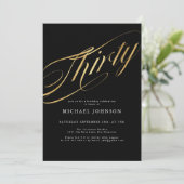 Dertig zwart en goud moderne 30e verjaardag kaart (Staand voorkant)