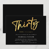 Dertig zwart goud 30e verjaardag kaart (Voorkant / Achterkant)