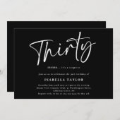 Dertig zwart wit minimalistisch 30e verjaardag kaart (Voorkant / Achterkant)