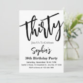 Dertig Zwart & Wit Modern 30e Verjaardagsfeest Kaart (Staand voorkant)