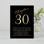 Dertig zwarte gouden 30e verjaardag van Gold Party Folie Uitnodiging (Staand Voorkant)