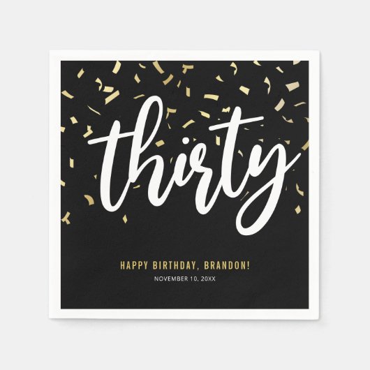 Dertig zwarte goudfeest op 30e verjaardag servet (Voorkant)