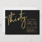 Dertig | Zwarte & goudmoderne 30e verjaardag Kaart (Voorkant)
