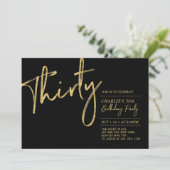 Dertig | Zwarte & goudmoderne 30e verjaardag Kaart (Staand voorkant)