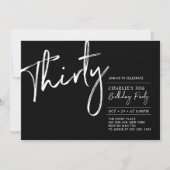 Dertig | Zwarte & Witte Moderne 30e verjaardag Kaart (Voorkant)